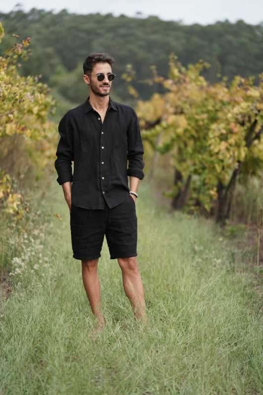 Black Linen Shorts