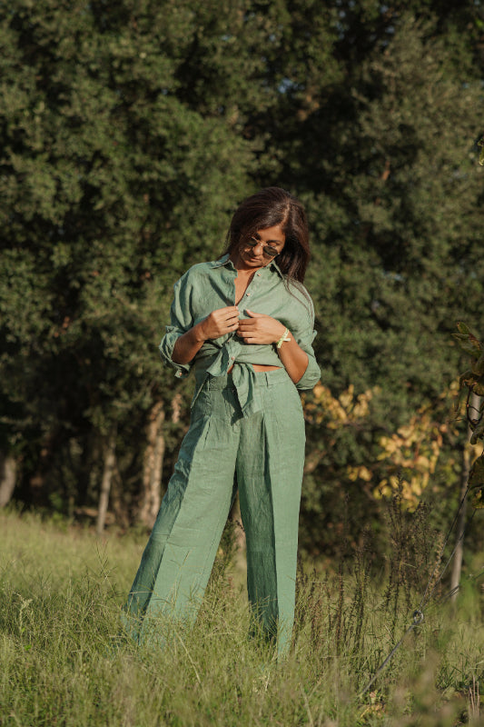 Mint Green  Linen Shirt