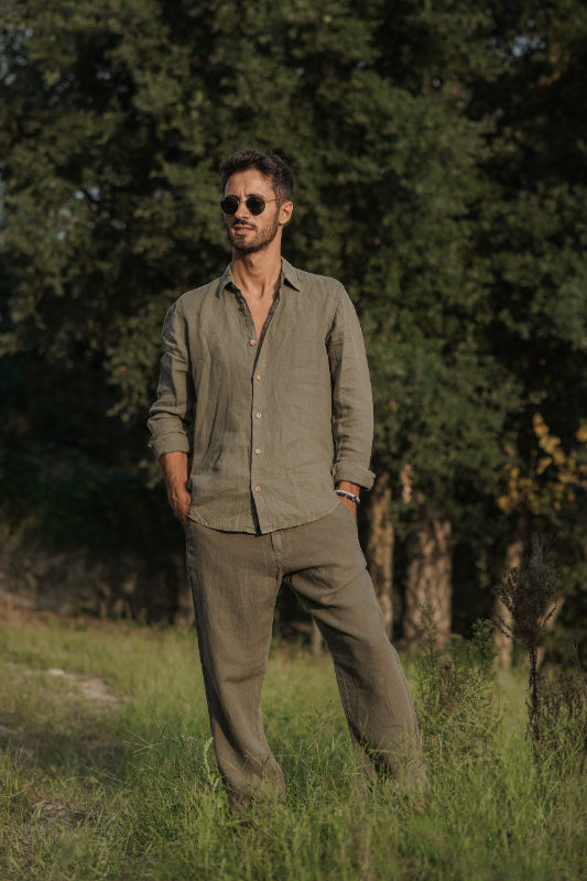 Khaki Linen Pants